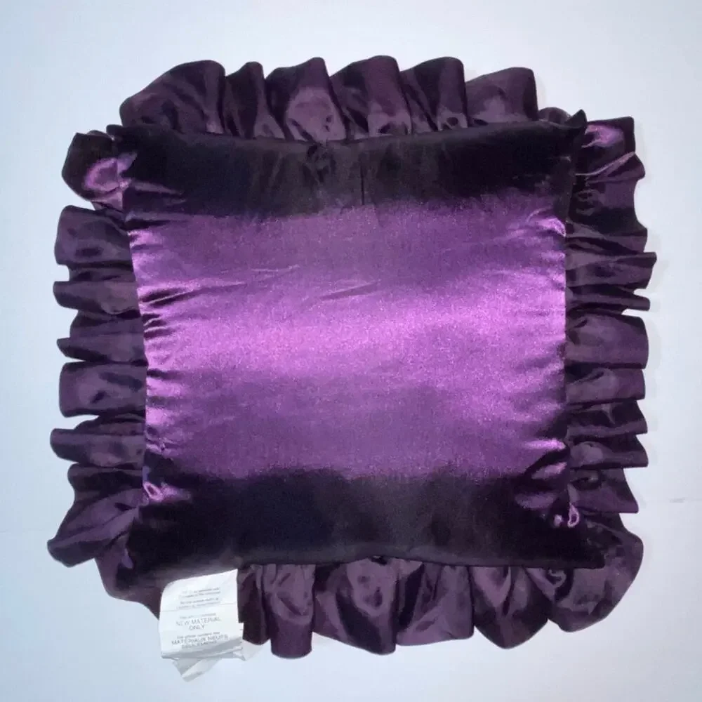 Vintage Pier 1 Flounce Purple Ruffle Pillow Satin 18 x 18 inch Ruffles Square